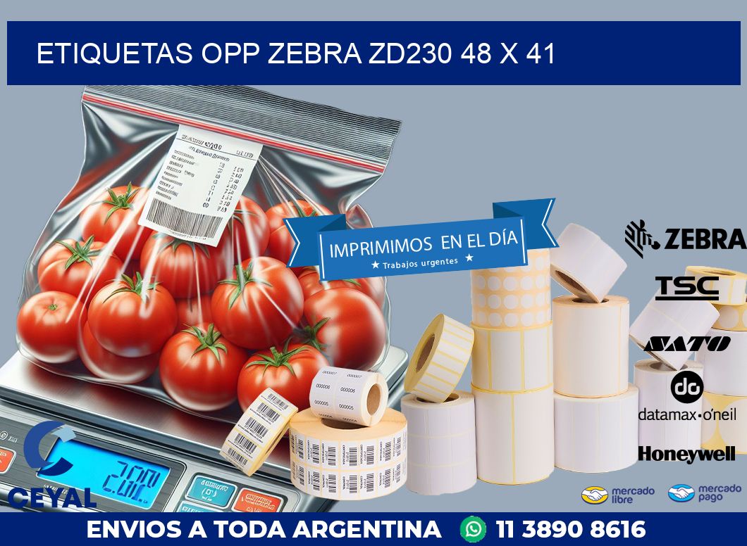 ETIQUETAS OPP ZEBRA ZD230 48 x 41