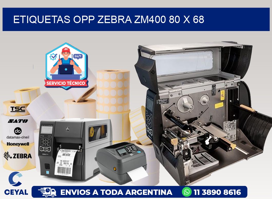 ETIQUETAS OPP ZEBRA ZM400 80 x 68