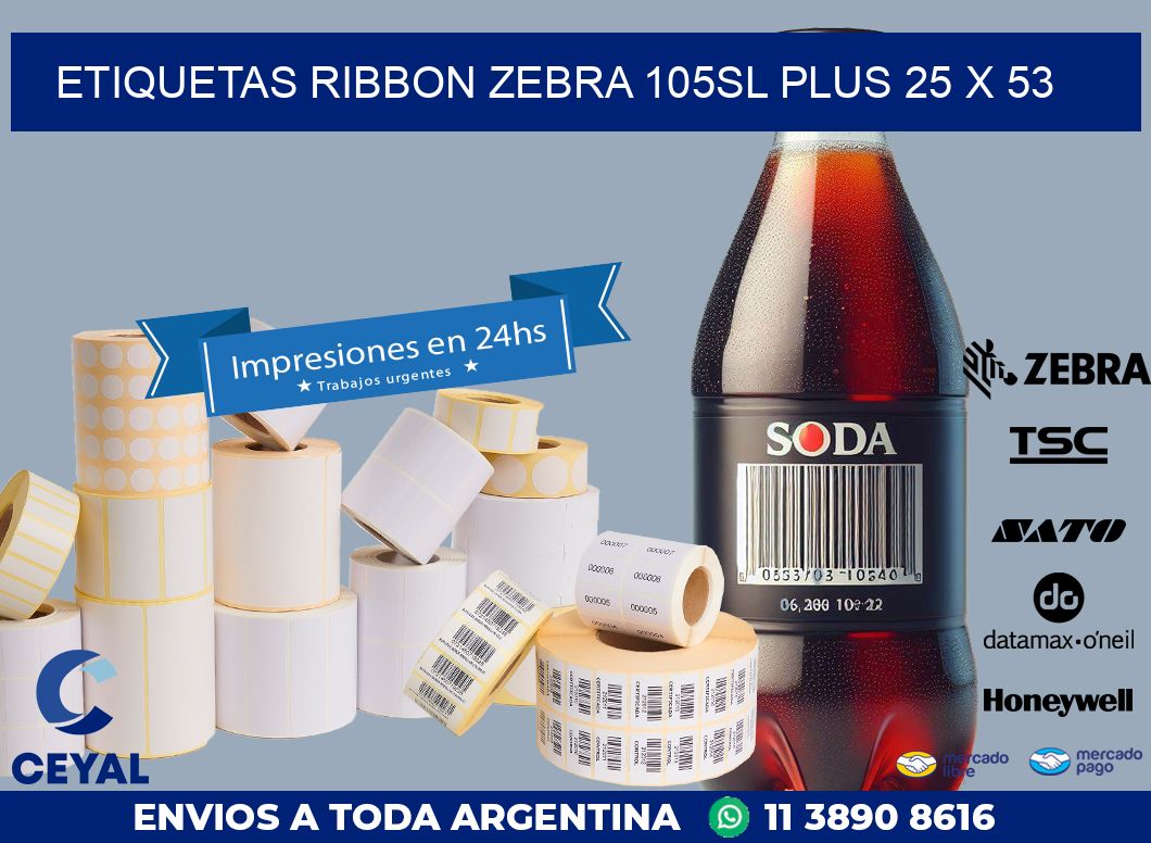 ETIQUETAS RIBBON Zebra 105SL Plus 25 x 53