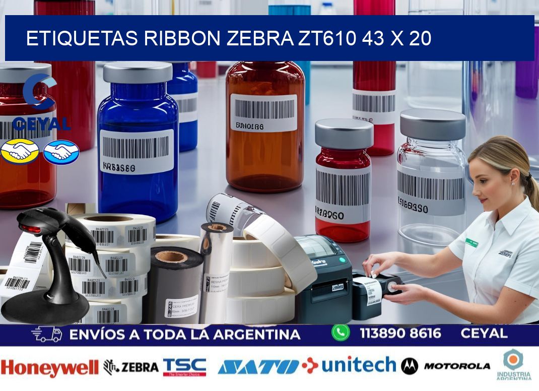 ETIQUETAS RIBBON Zebra ZT610 43 x 20