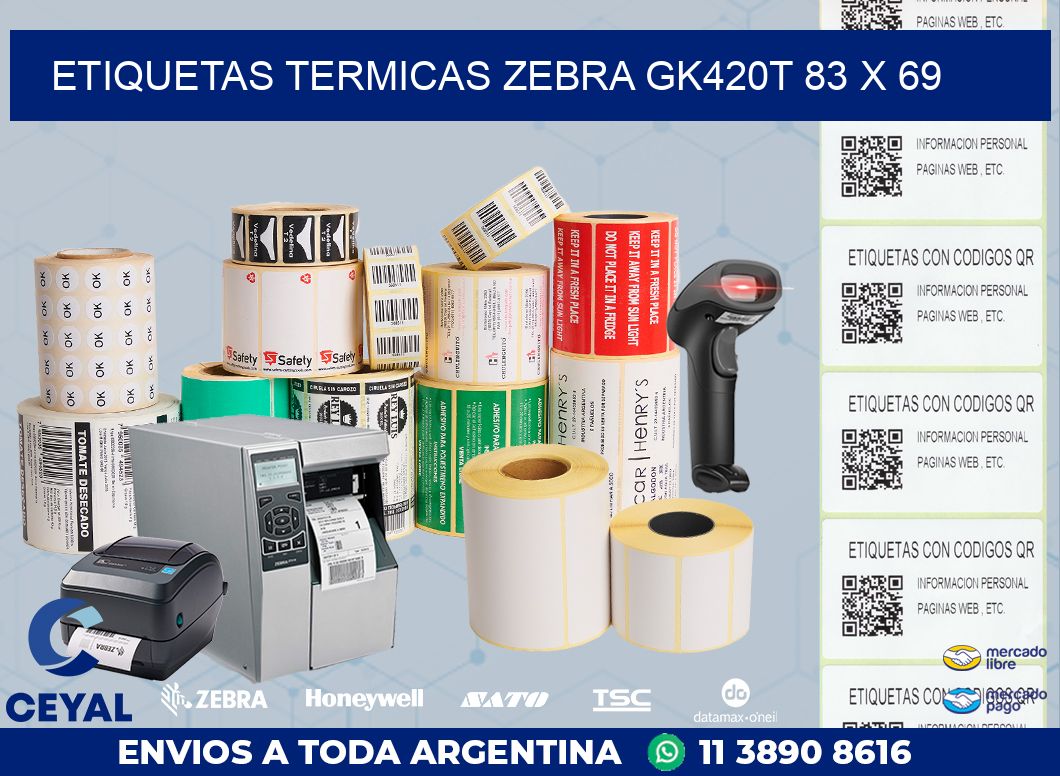 ETIQUETAS TERMICAS ZEBRA GK420T 83 x 69