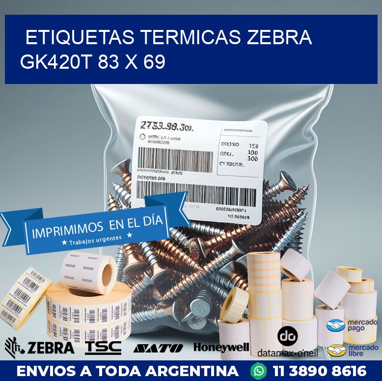 ETIQUETAS TERMICAS ZEBRA GK420T 83 x 69