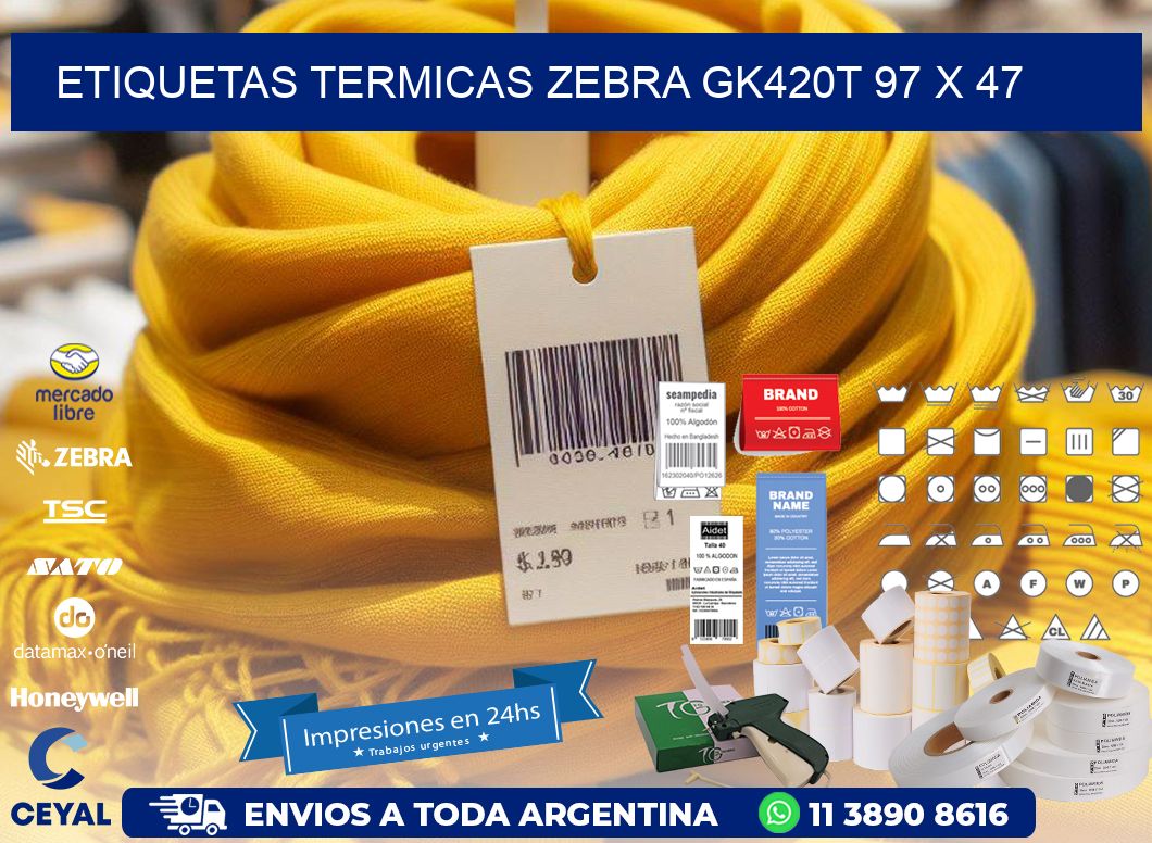 ETIQUETAS TERMICAS ZEBRA GK420T 97 x 47