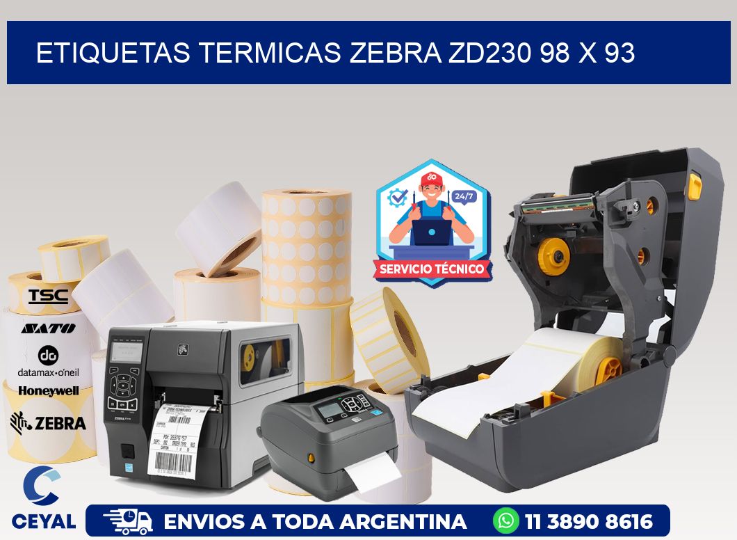 ETIQUETAS TERMICAS ZEBRA ZD230 98 x 93