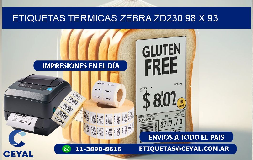 ETIQUETAS TERMICAS ZEBRA ZD230 98 x 93