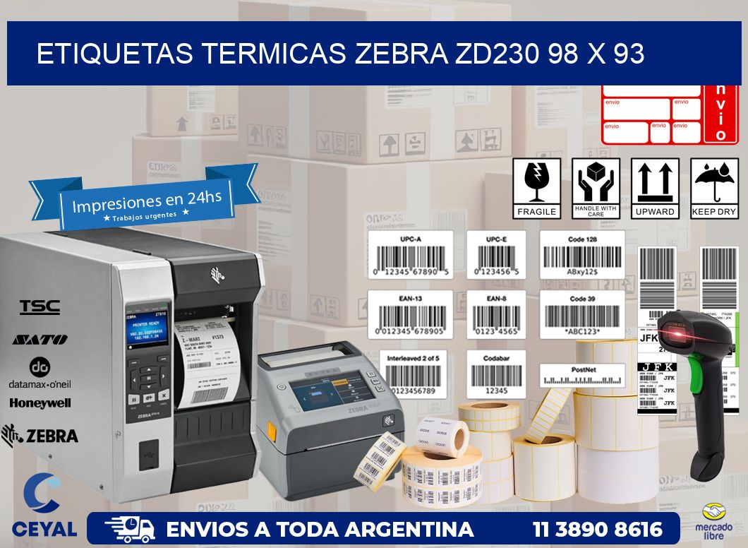 ETIQUETAS TERMICAS ZEBRA ZD230 98 x 93