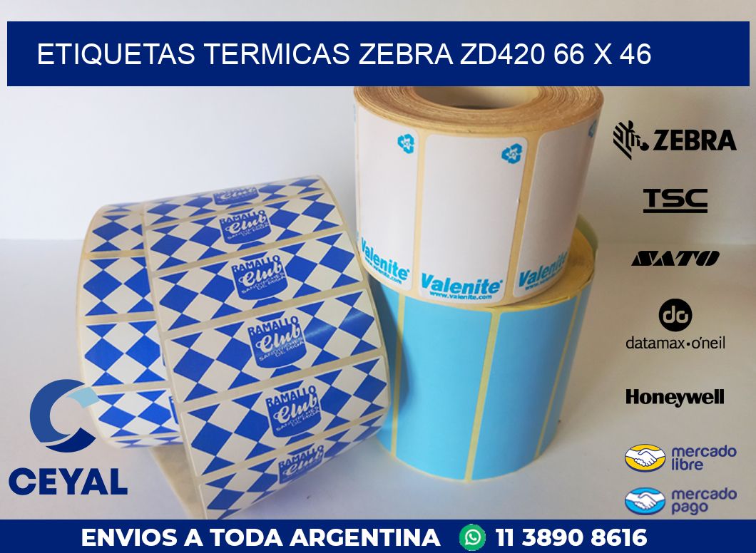 ETIQUETAS TERMICAS ZEBRA ZD420 66 x 46