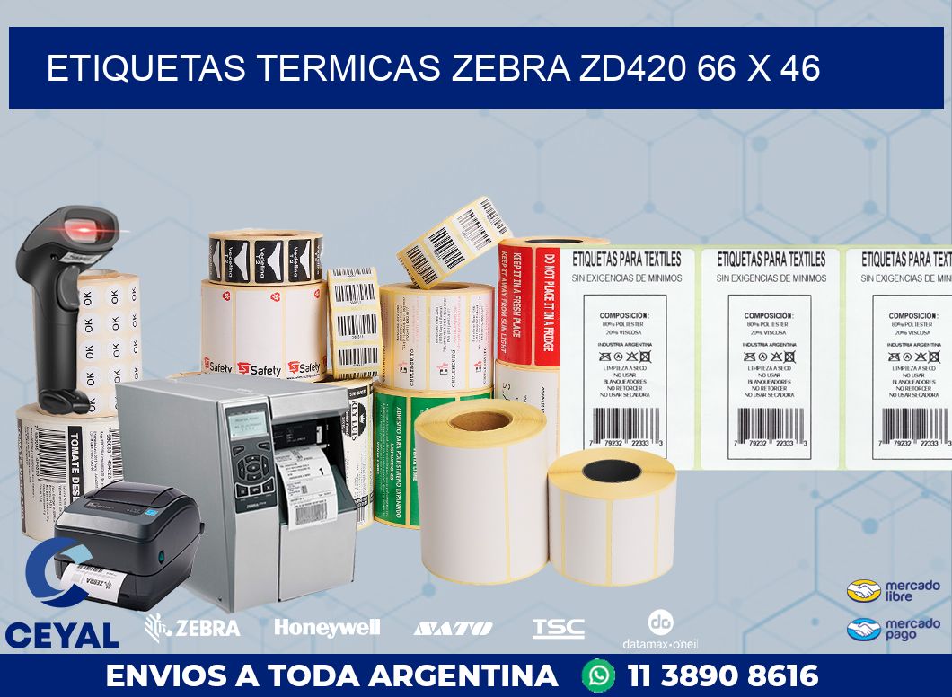 ETIQUETAS TERMICAS ZEBRA ZD420 66 x 46