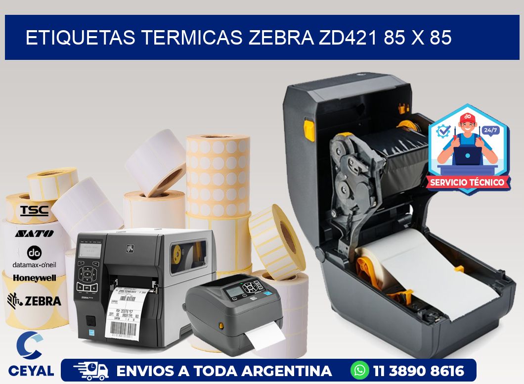 ETIQUETAS TERMICAS ZEBRA ZD421 85 x 85