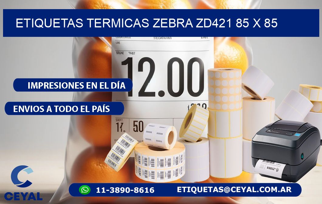 ETIQUETAS TERMICAS ZEBRA ZD421 85 x 85