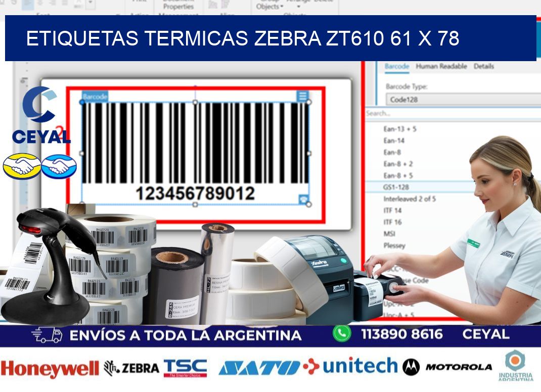 ETIQUETAS TERMICAS ZEBRA ZT610 61 x 78
