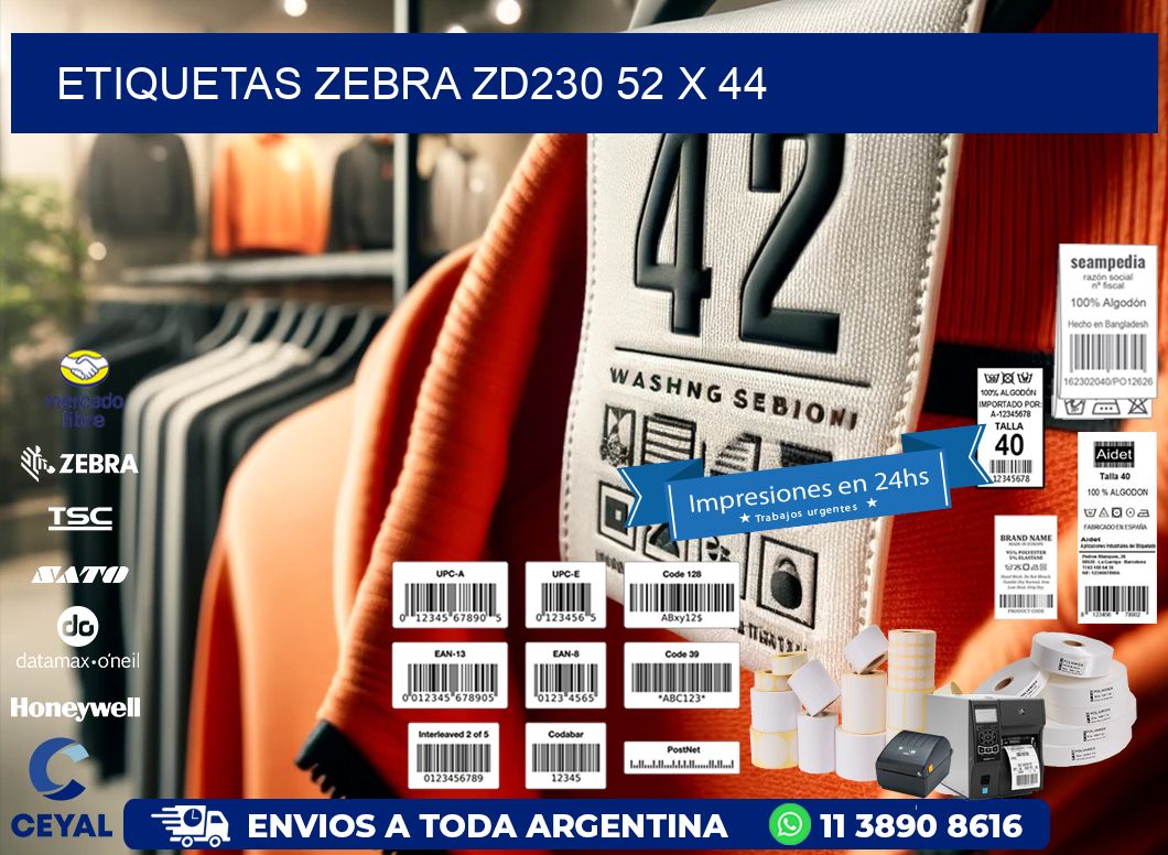 ETIQUETAS Zebra ZD230 52 x 44