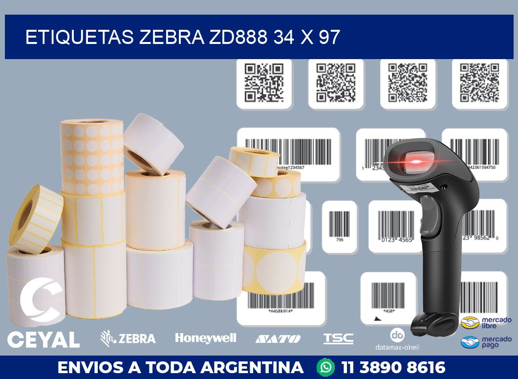 ETIQUETAS Zebra ZD888 34 x 97