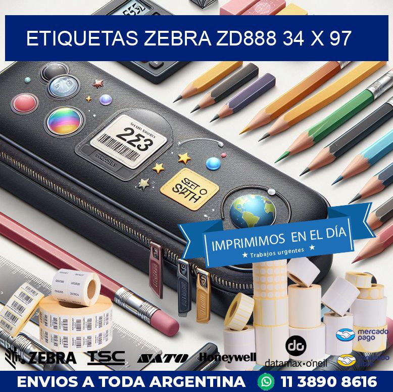 ETIQUETAS Zebra ZD888 34 x 97