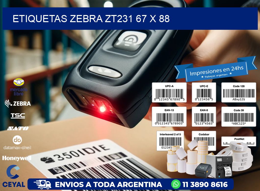 ETIQUETAS Zebra ZT231 67 x 88