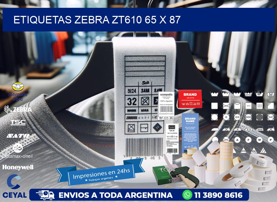 ETIQUETAS Zebra ZT610 65 x 87