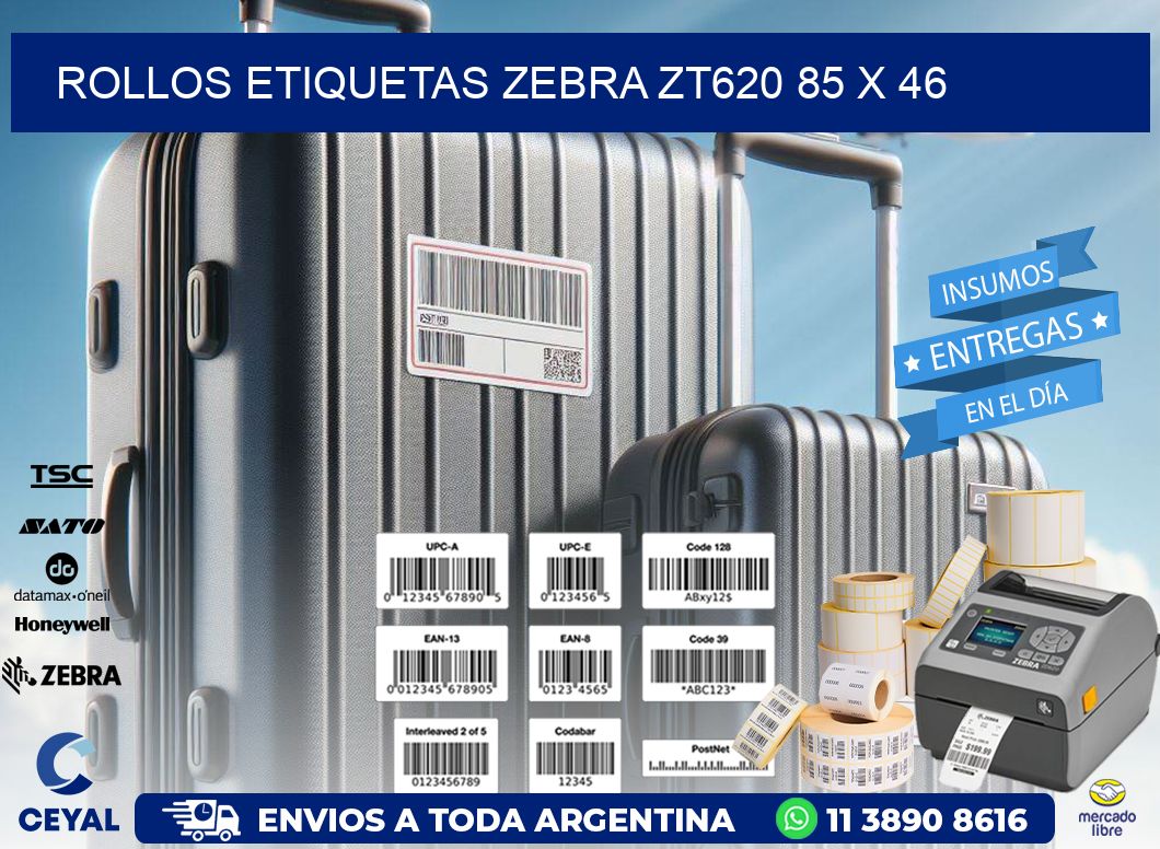 ROLLOS ETIQUETAS Zebra ZT620 85 x 46