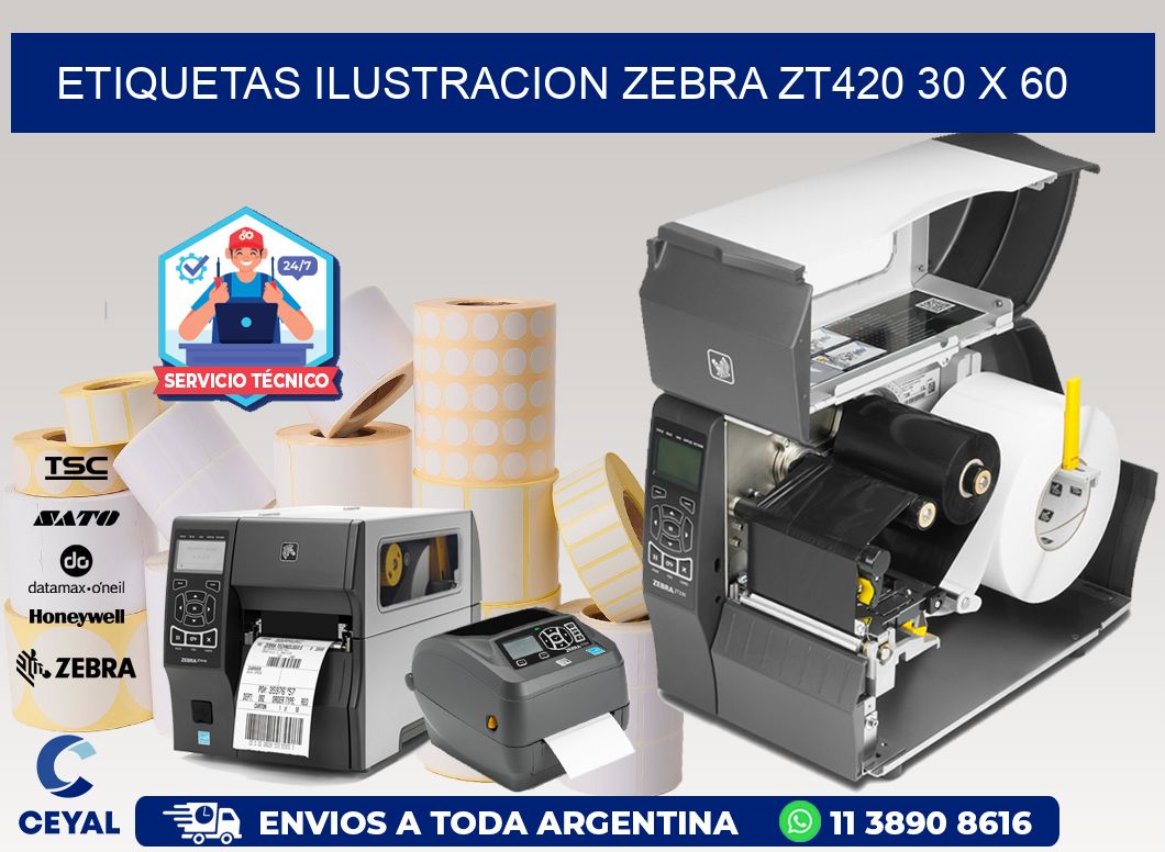 ETIQUETAS ILUSTRACION ZEBRA ZT420 30 x 60