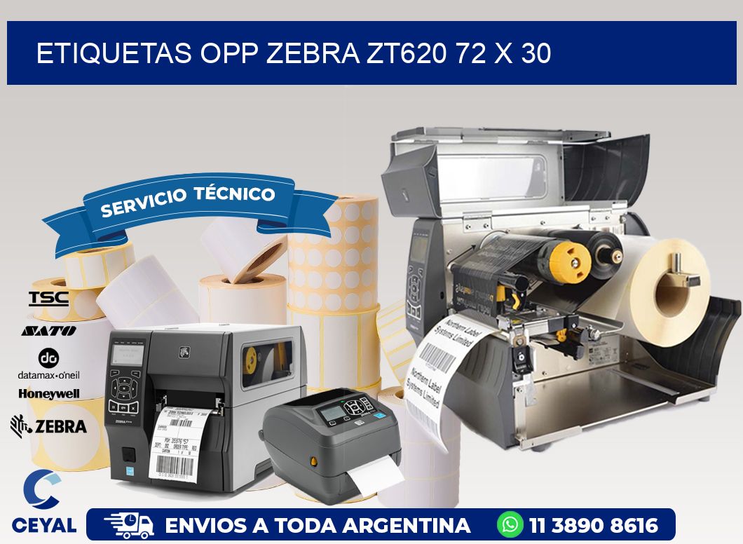 ETIQUETAS OPP ZEBRA ZT620 72 x 30