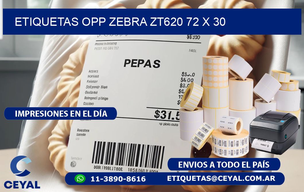 ETIQUETAS OPP ZEBRA ZT620 72 x 30