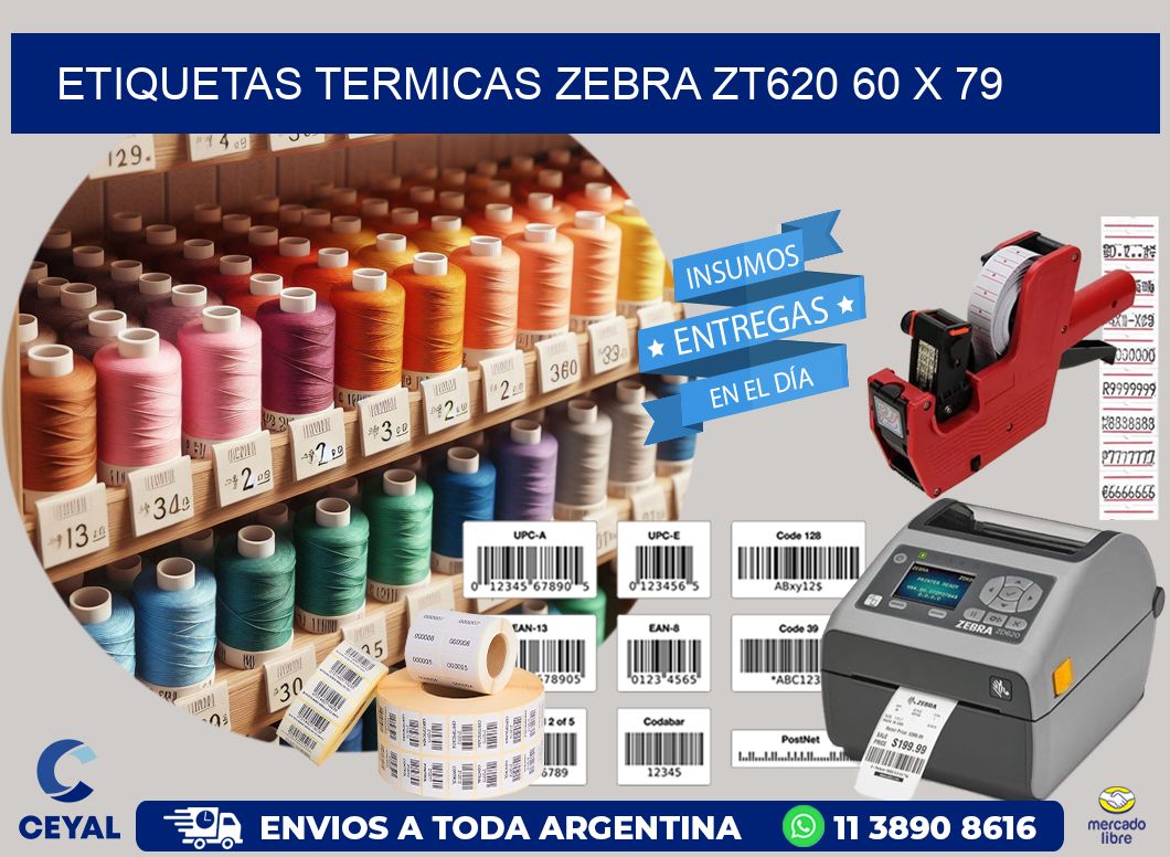 ETIQUETAS TERMICAS ZEBRA ZT620 60 x 79