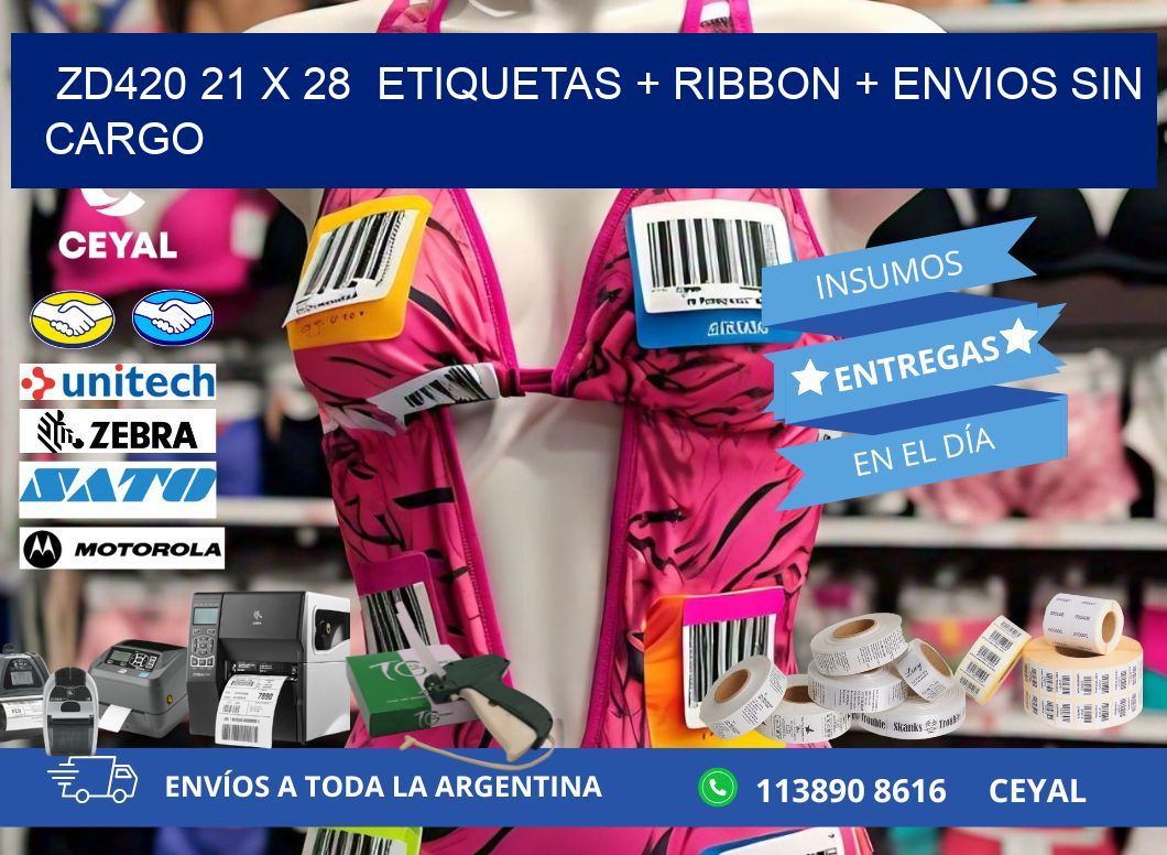 ZD420 21 x 28  etiquetas + ribbon + envios sin cargo