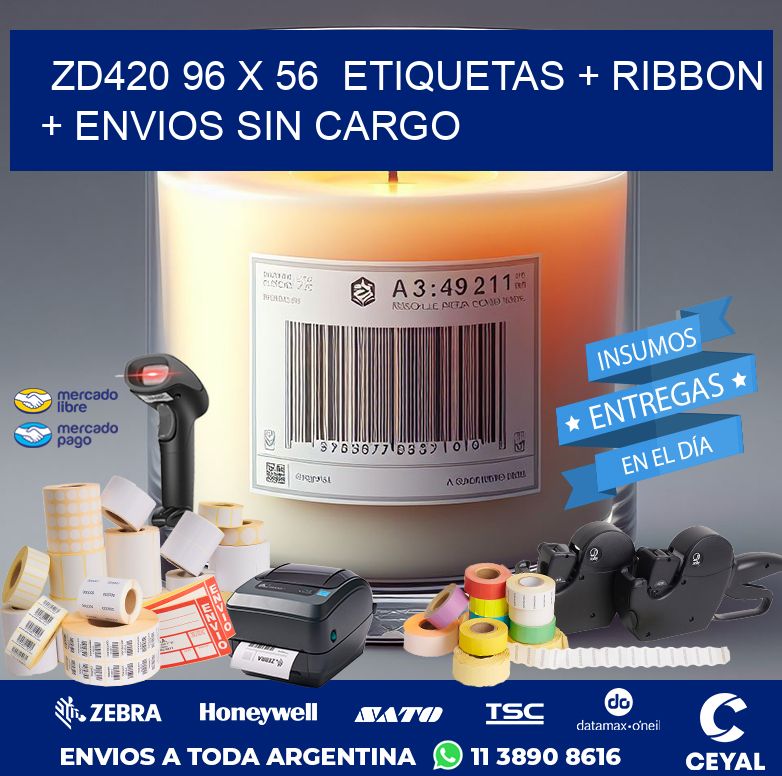 ZD420 96 x 56  etiquetas + ribbon + envios sin cargo