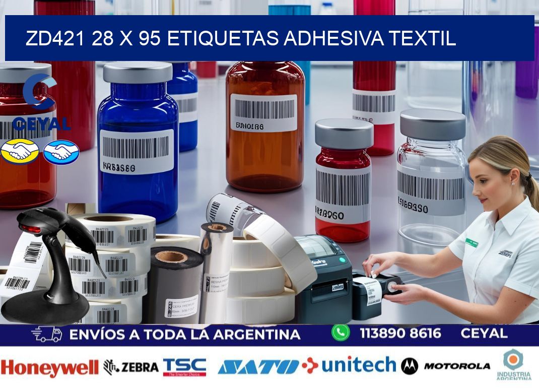 ZD421 28 x 95 ETIQUETAS ADHESIVA TEXTIL