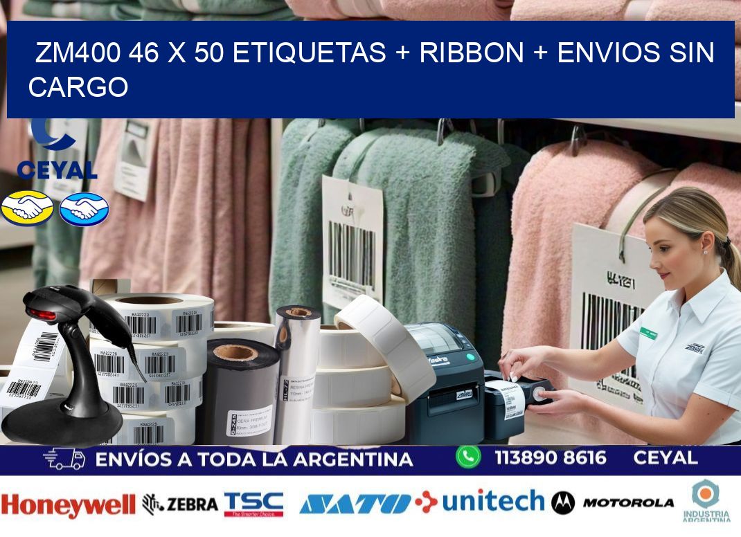 ZM400 46 x 50 etiquetas + ribbon + envios sin cargo