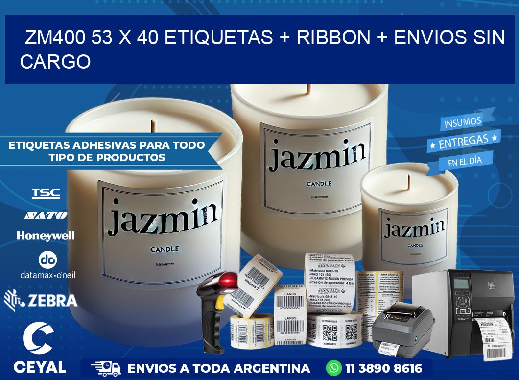 ZM400 53 x 40 etiquetas + ribbon + envios sin cargo