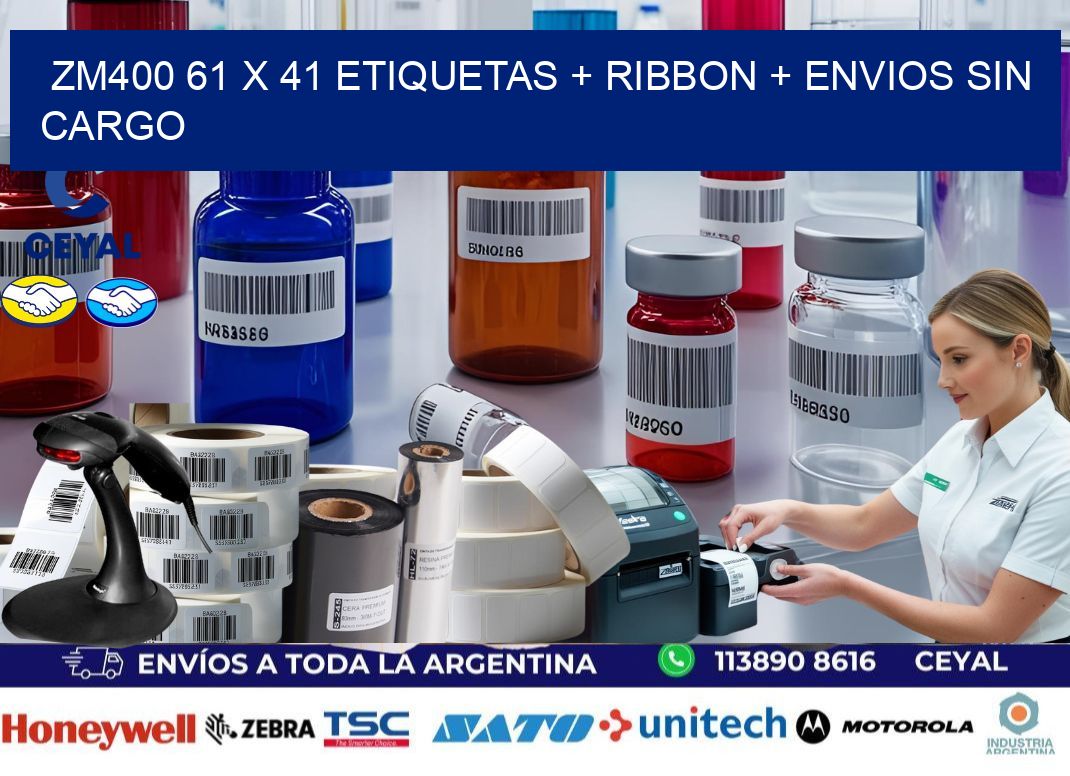 ZM400 61 x 41 etiquetas + ribbon + envios sin cargo