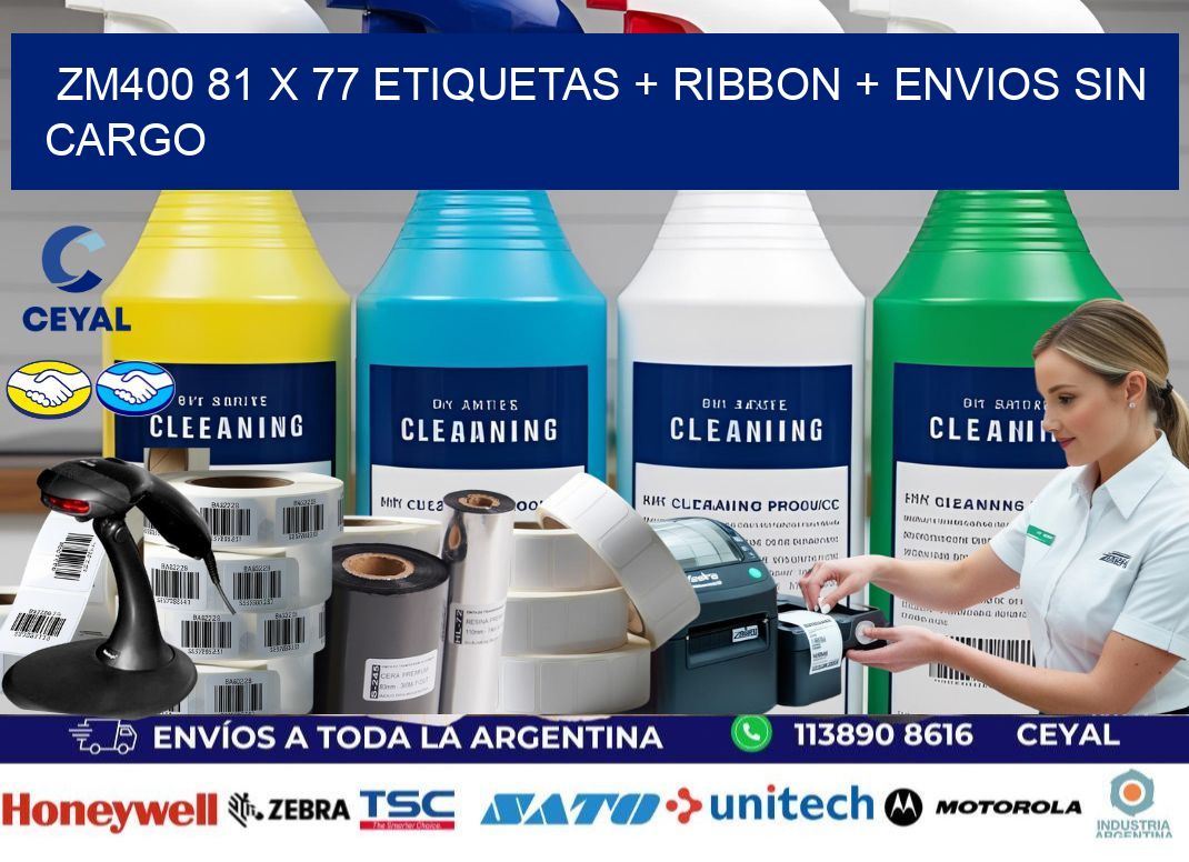 ZM400 81 x 77 etiquetas + ribbon + envios sin cargo
