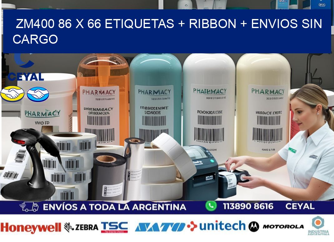 ZM400 86 x 66 etiquetas + ribbon + envios sin cargo