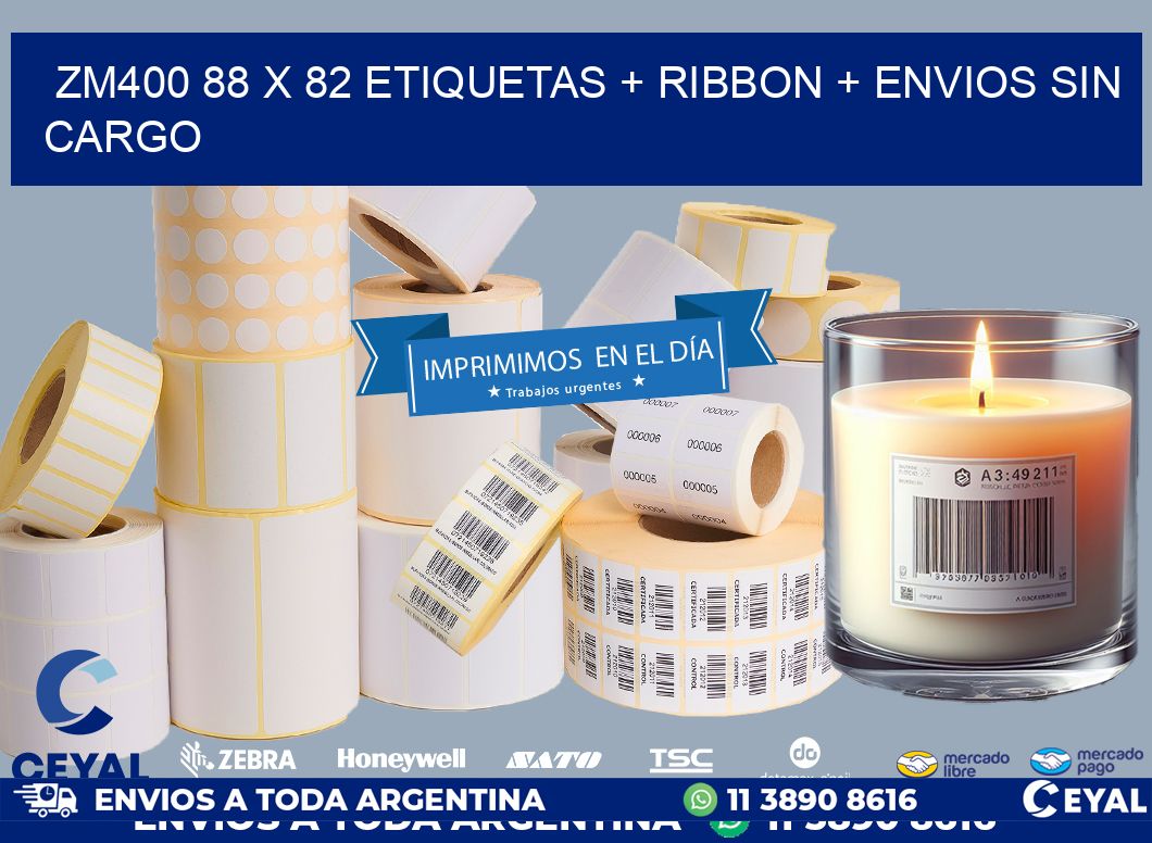 ZM400 88 x 82 etiquetas + ribbon + envios sin cargo