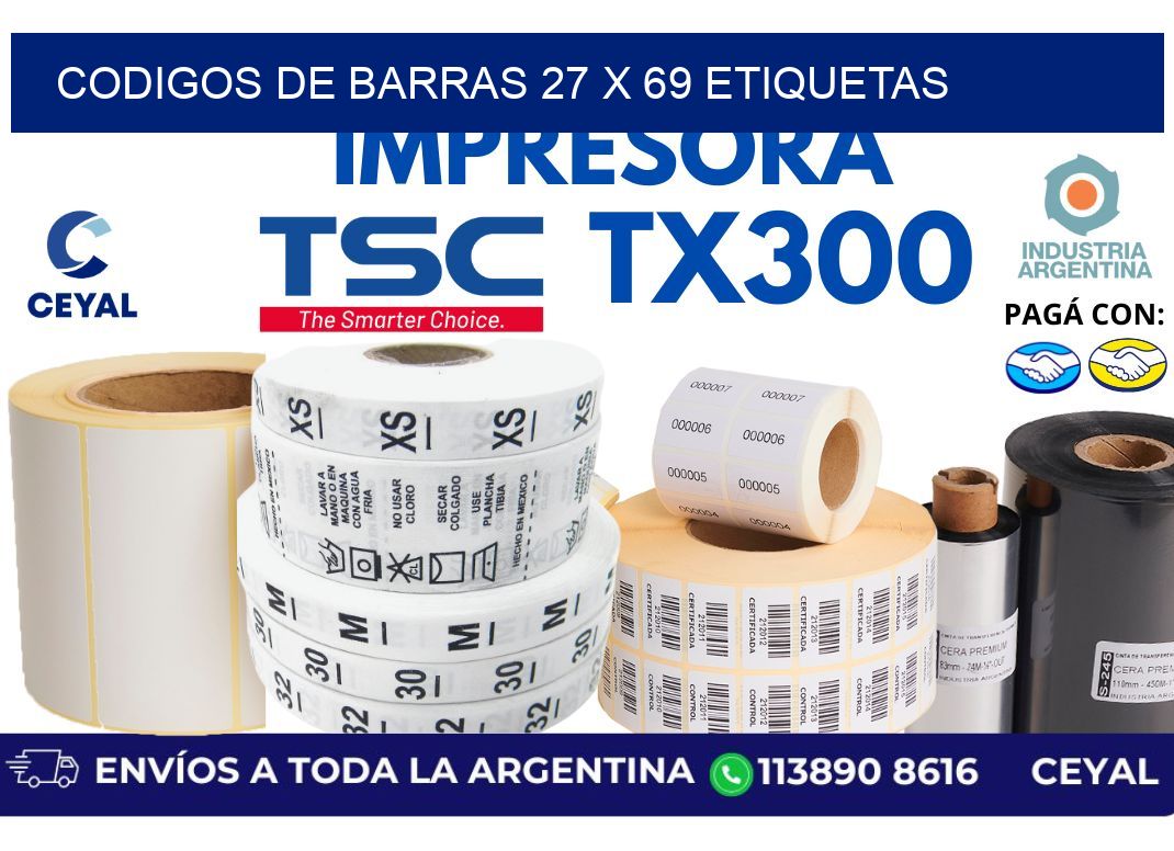codigos de barras 27 x 69 etiquetas