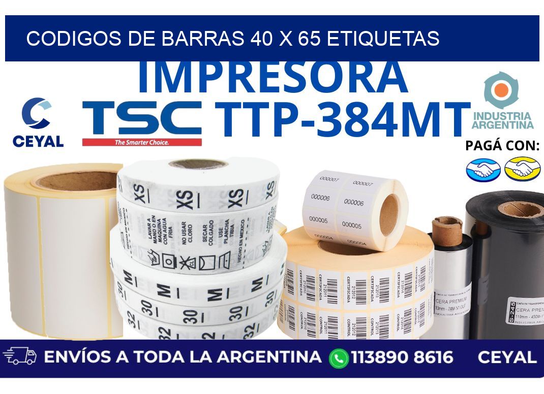 codigos de barras 40 x 65 etiquetas