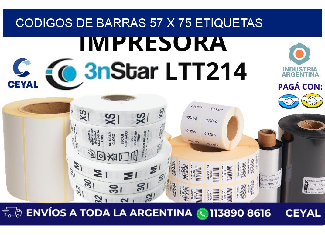 codigos de barras 57 x 75 etiquetas