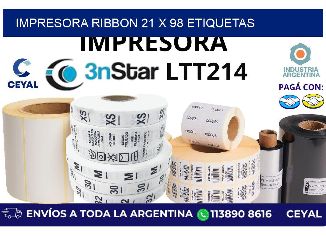 impresora ribbon 21 x 98 etiquetas