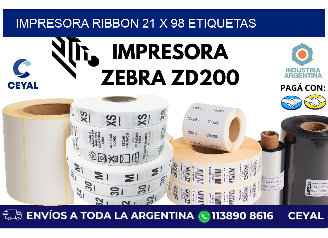 impresora ribbon 21 x 98 etiquetas