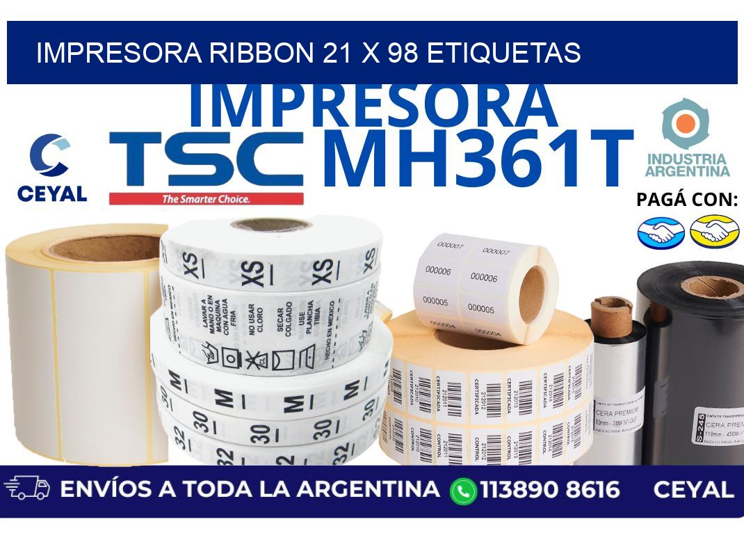 impresora ribbon 21 x 98 etiquetas