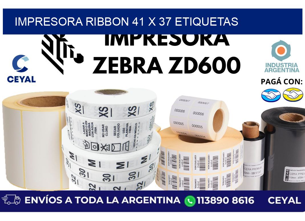 impresora ribbon 41 x 37 etiquetas