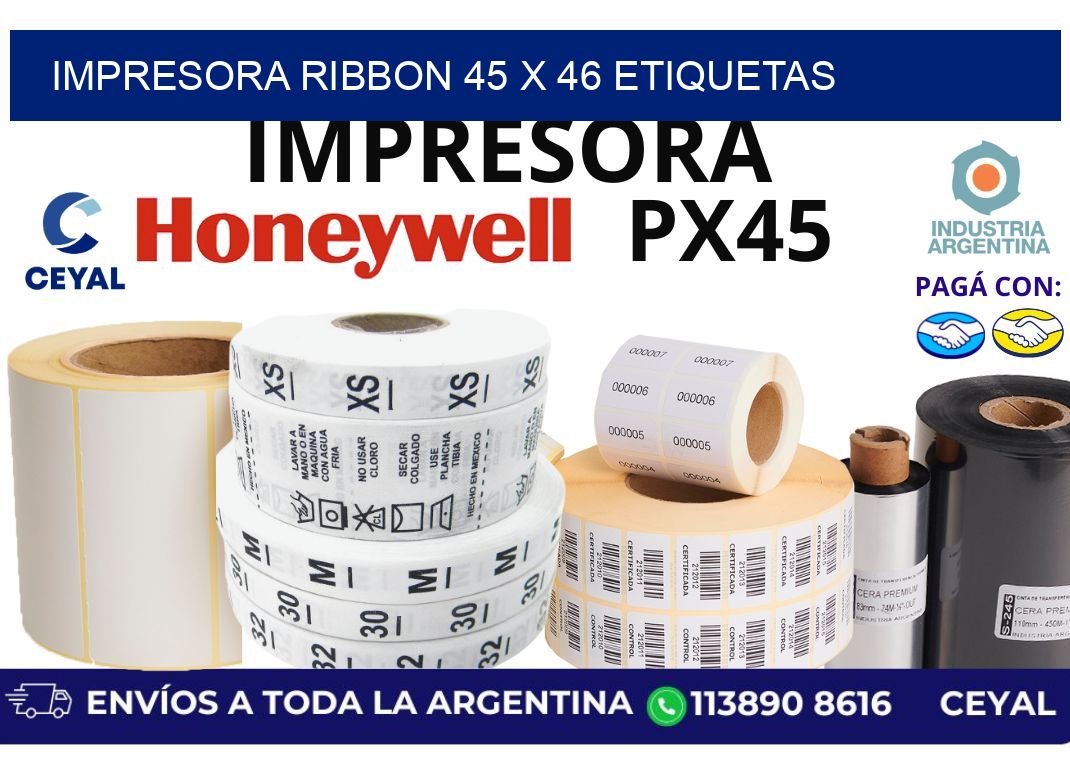 impresora ribbon 45 x 46 etiquetas