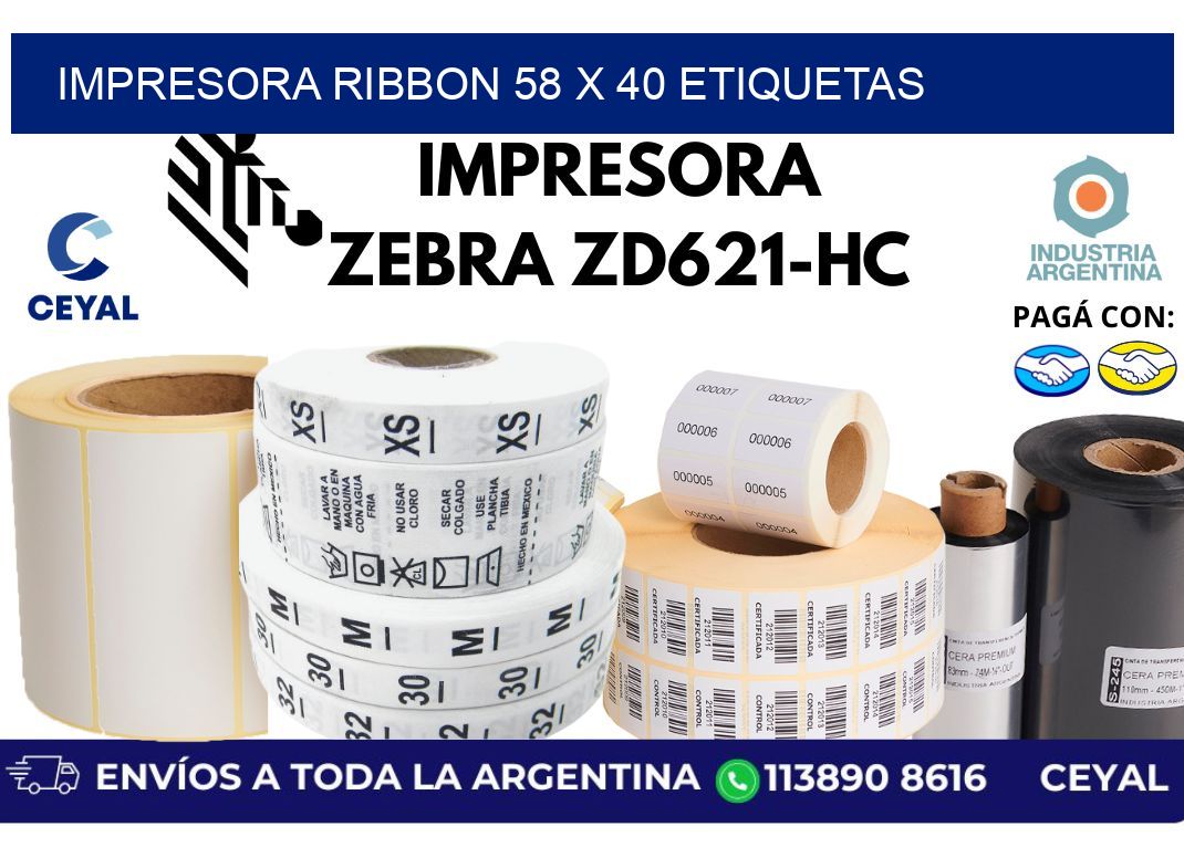 impresora ribbon 58 x 40 etiquetas