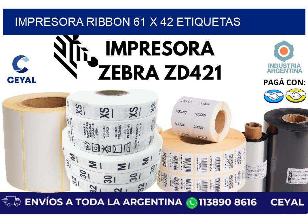 impresora ribbon 61 x 42 etiquetas