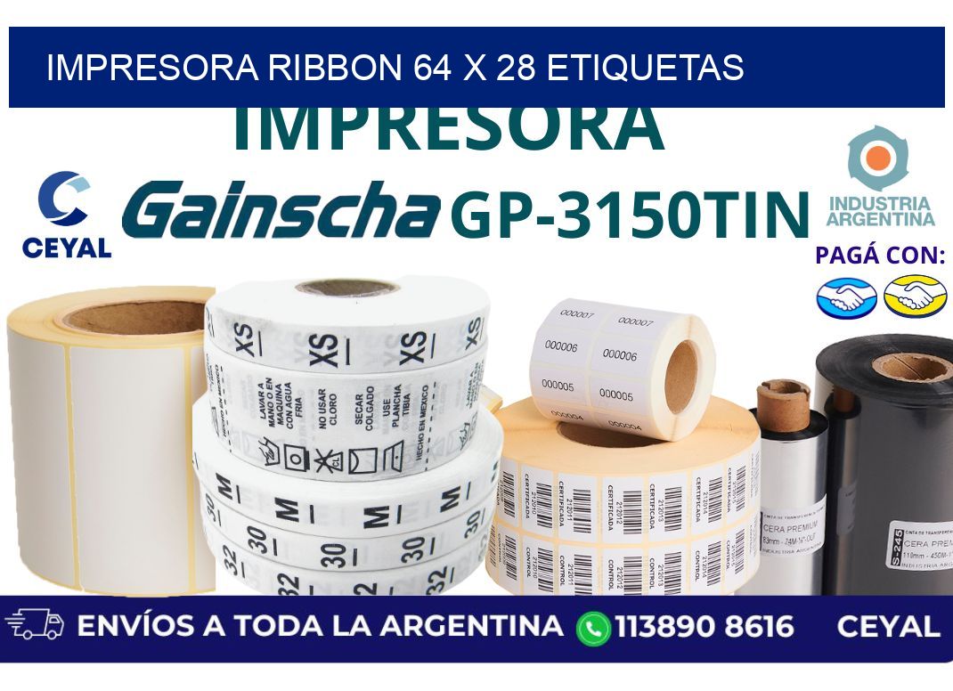 impresora ribbon 64 x 28 etiquetas