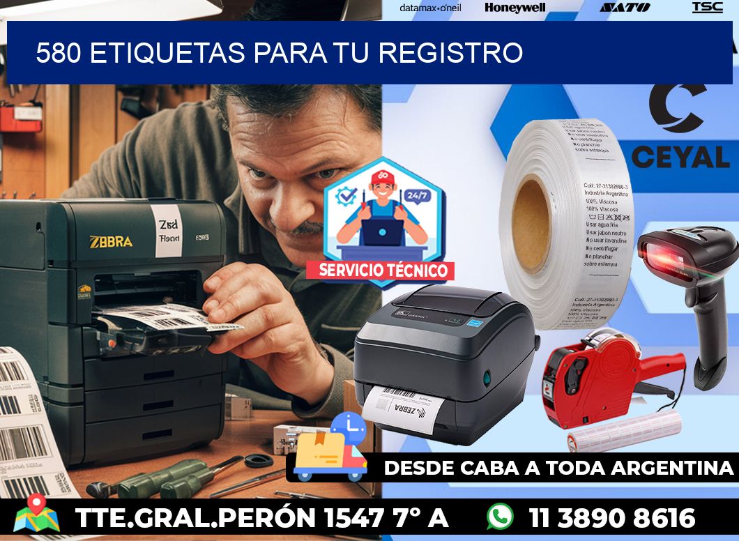 580 etiquetas para tu registro