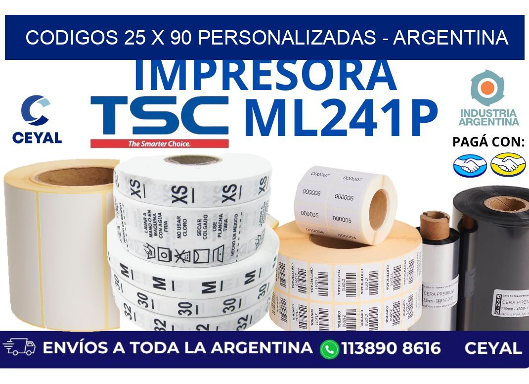 codigos 25 x 90 personalizadas – Argentina
