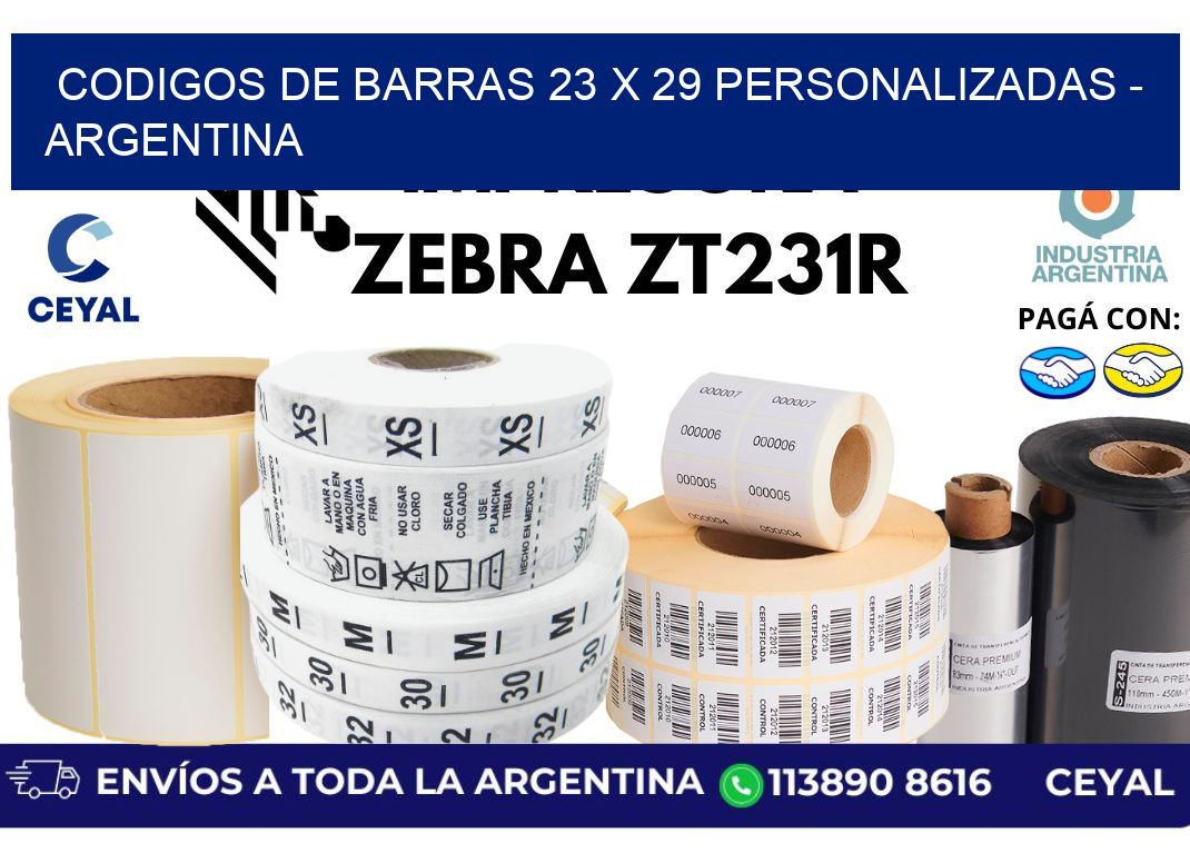codigos de barras 23 x 29 personalizadas - Argentina