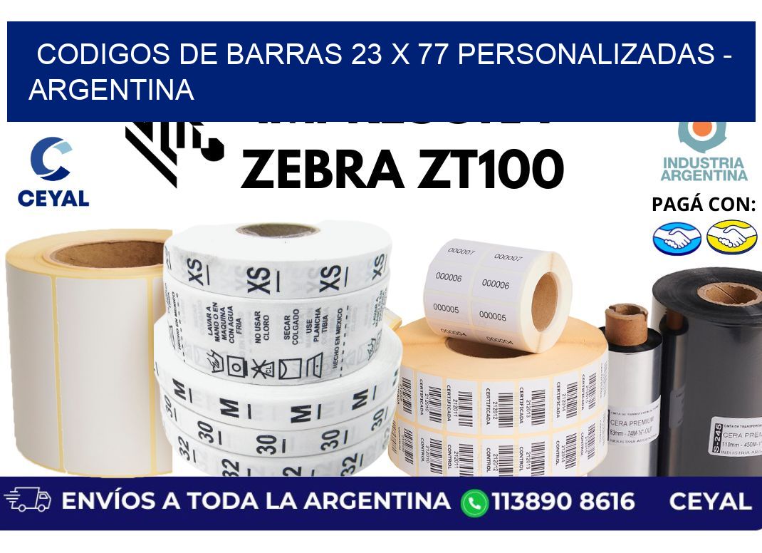 codigos de barras 23 x 77 personalizadas - Argentina