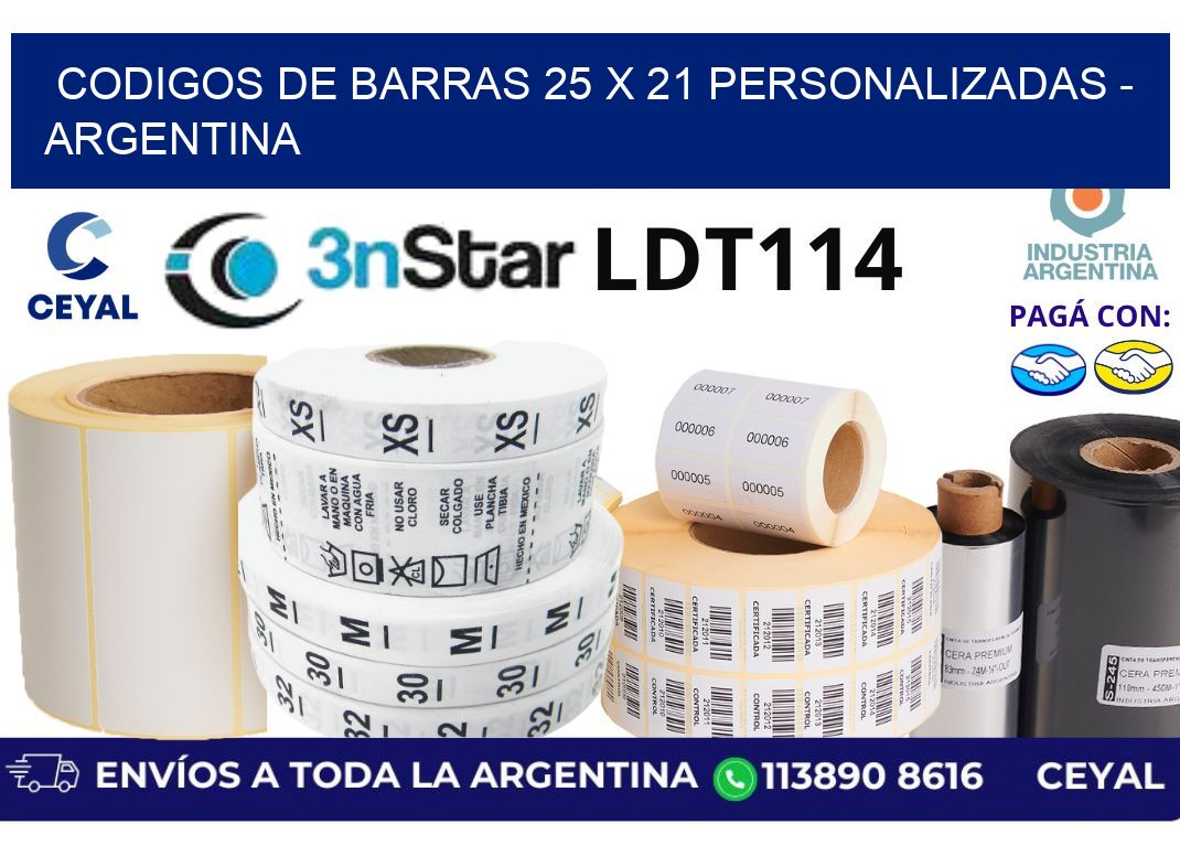codigos de barras 25 x 21 personalizadas - Argentina